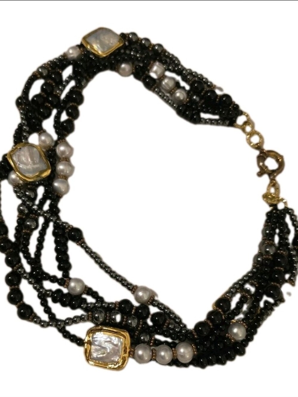 Irrum Merrill Freshwater Pearl Cluster Necklace Mother of Pearl Multi Strand - Picture 2 of 8